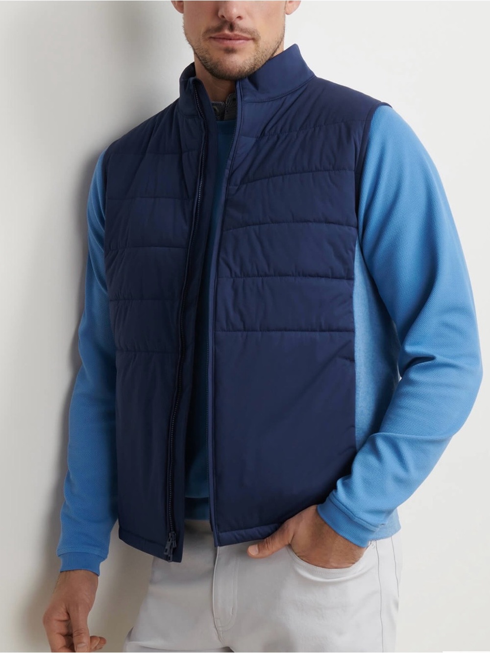 NWT Peter Millar Crown Sport Fuse Hybrid Fleece Vest- MF25EZ14: Navy (Medium)